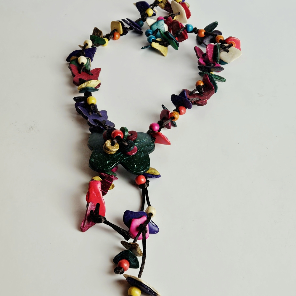 Hand Crafted Multicolor Butterfly Statement Neckl… - image 8